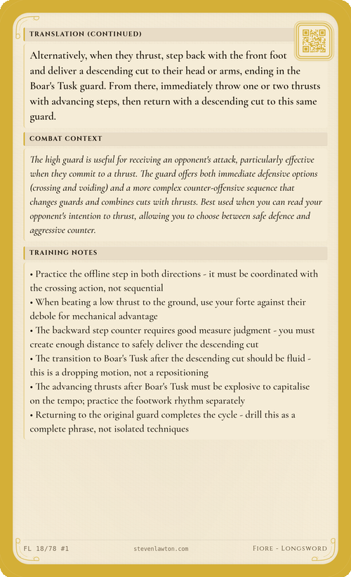 Training card FL17 back