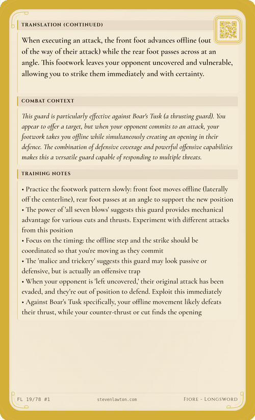 Training card FL18 back