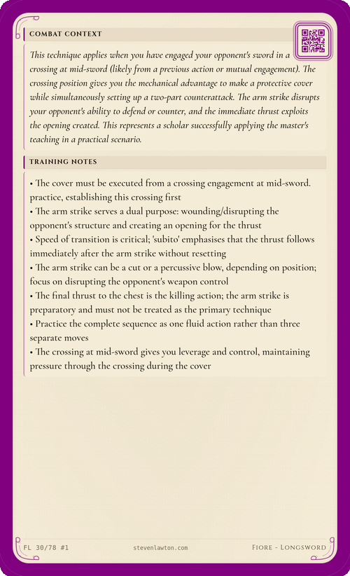 Training card FL29 back