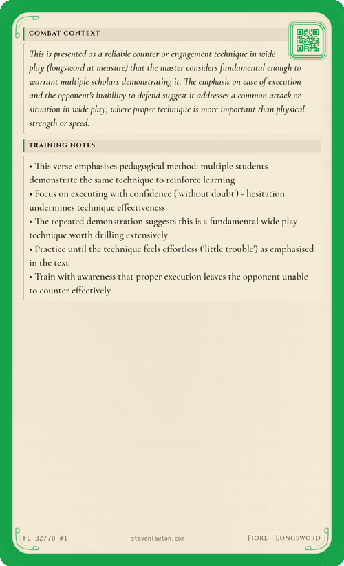 Training card FL31 back