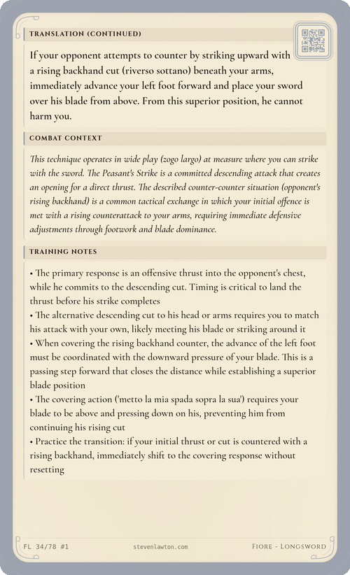 Training card FL33 back