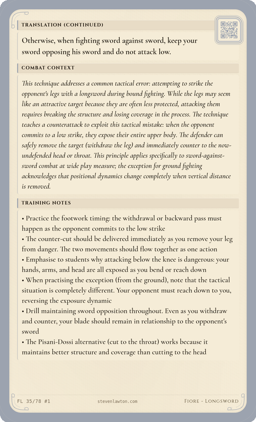 Training card FL34 back