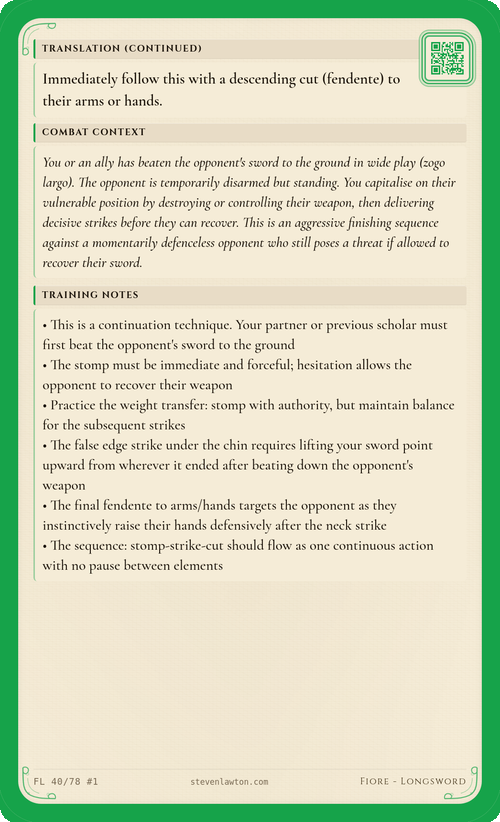 Training card FL39 back