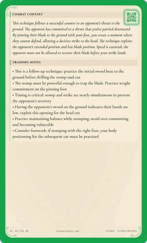 Training card FL40 back