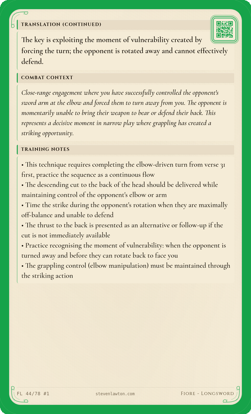 Training card FL43 back