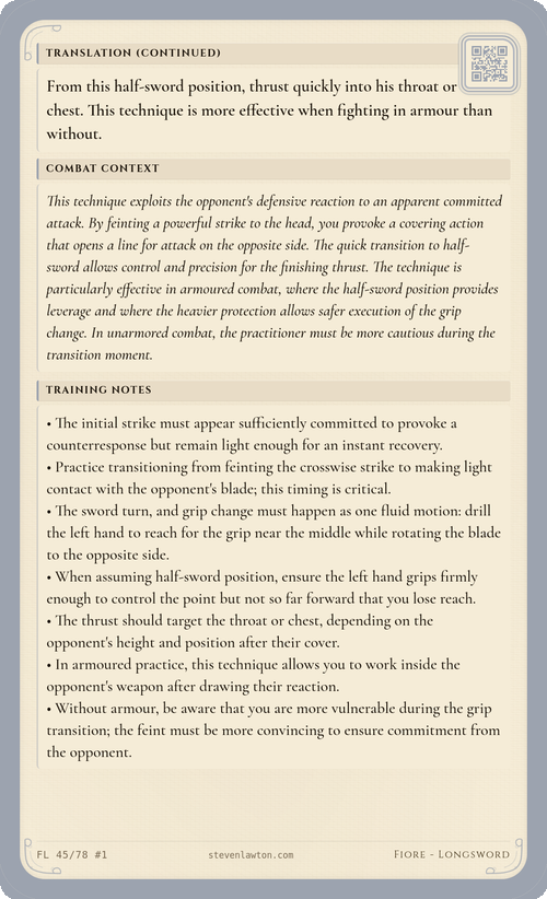 Training card FL44 back