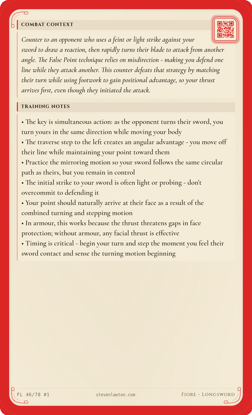 Training card FL45 back