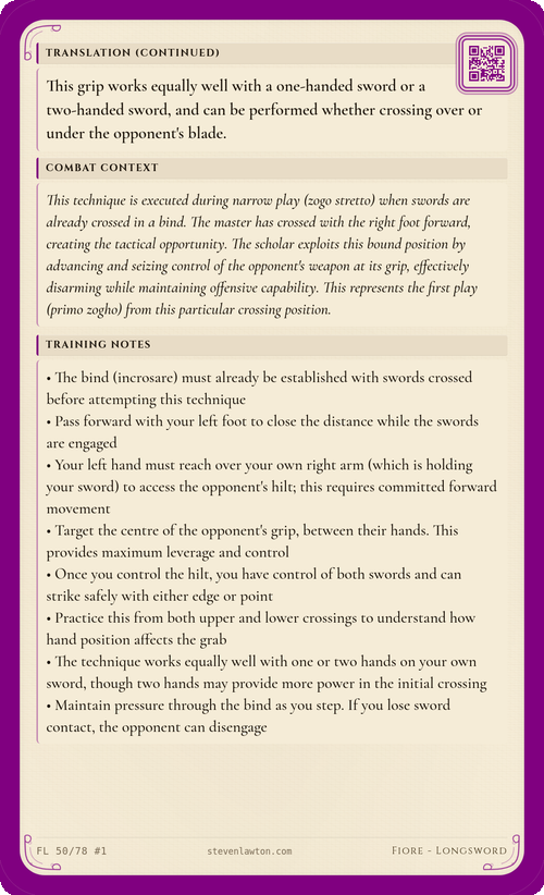 Training card FL49 back