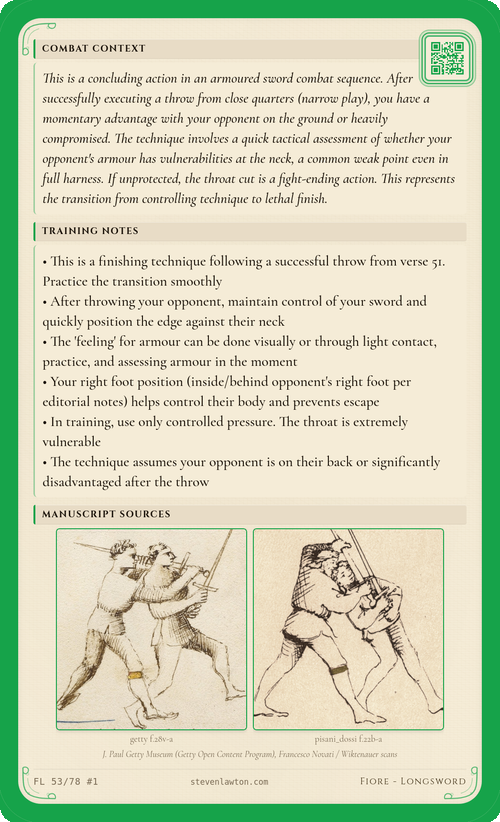 Training card FL52 back