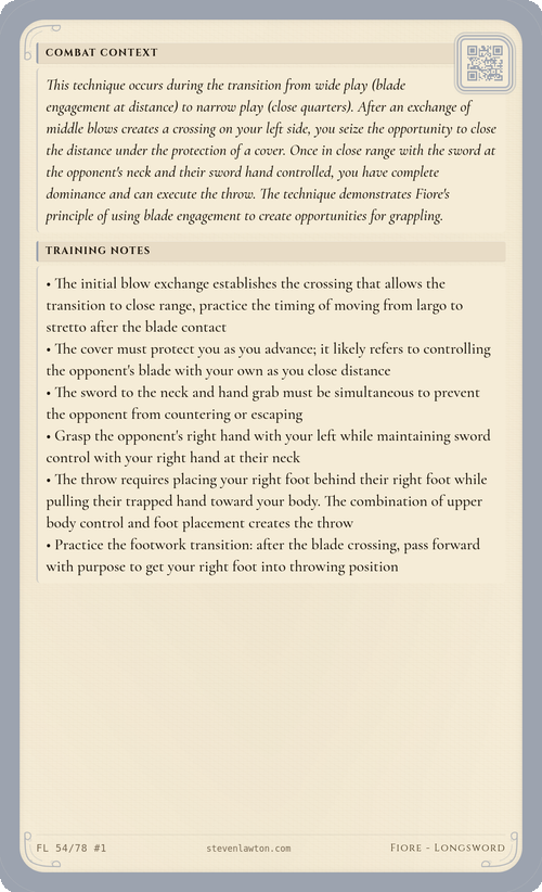 Training card FL53 back