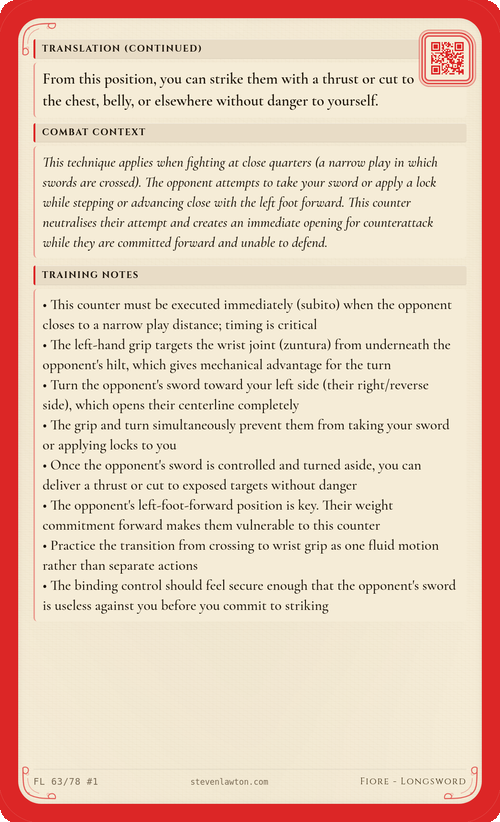 Training card FL62 back