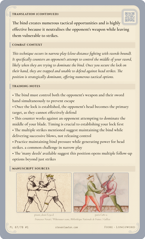 Training card FL66 back