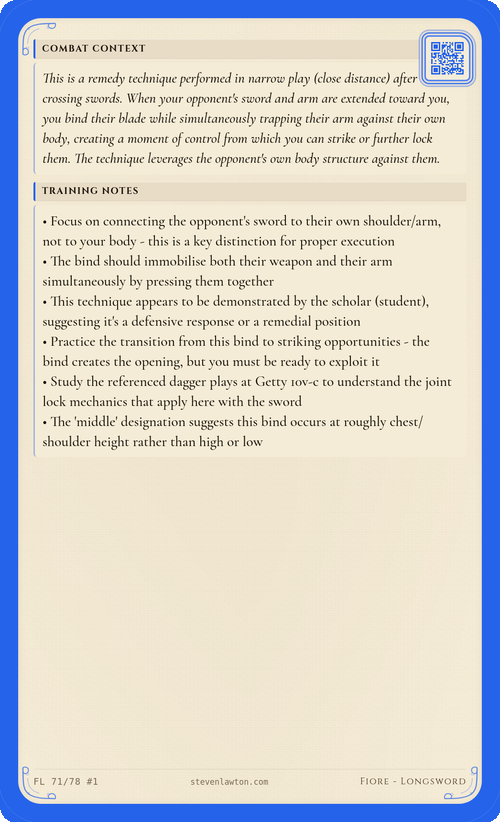 Training card FL70 back