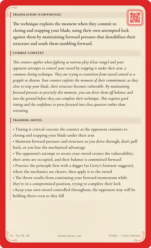 Training card FL71 back