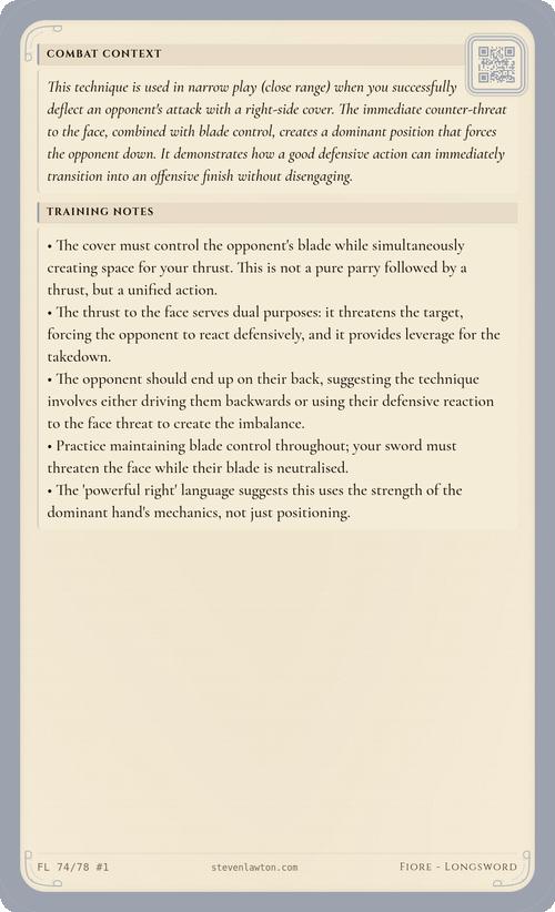 Training card FL73 back