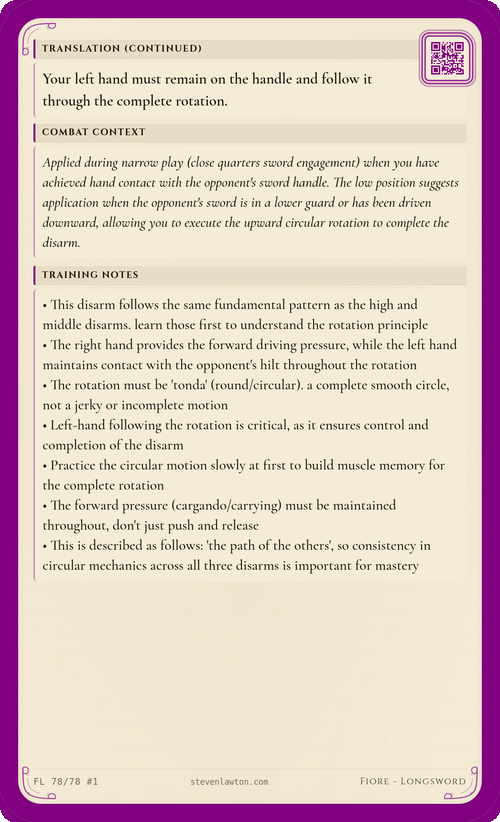 Training card FL77 back