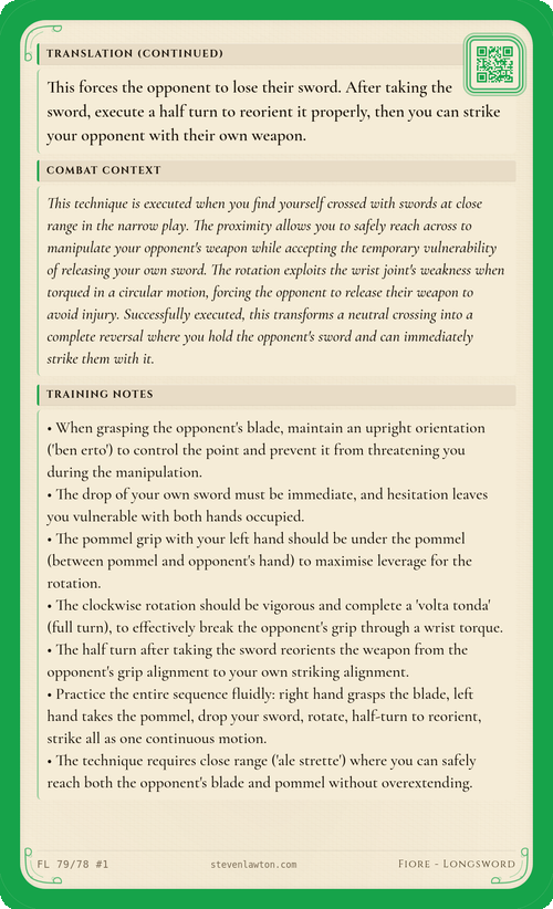 Training card FL78 back