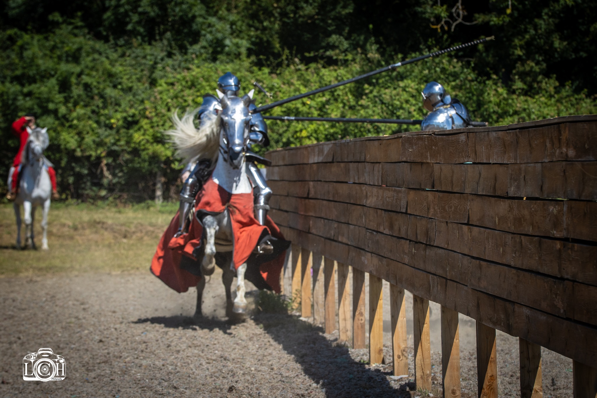 Jousting lances crossing in competition
